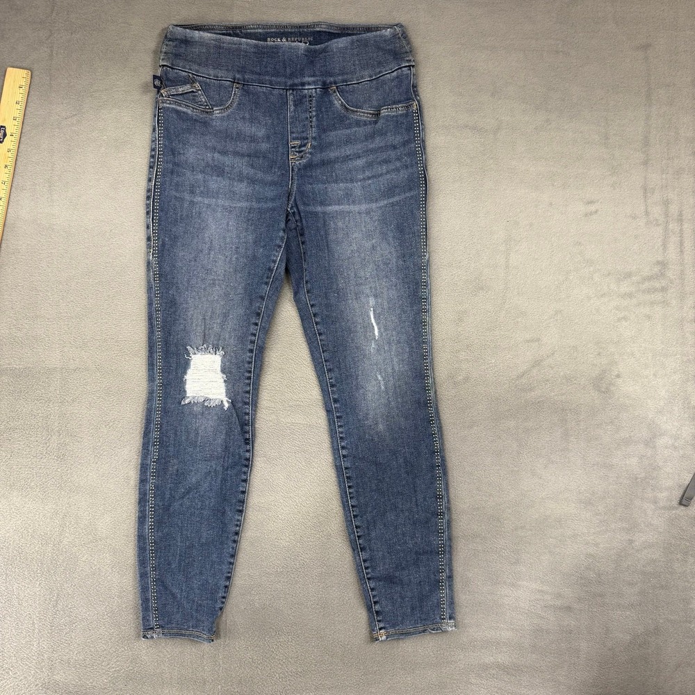 Rock & Republic Denim Womens Jeans RX Slimming Cure Skinny Blue‎ Distressed 28